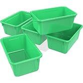 Storex Small Cubby Bins &ndash; Plastic Storage Containers for Classroom, 12.2 x 7.8 x 5.1 inches, Class Green, 5-Pack (62417A05C)