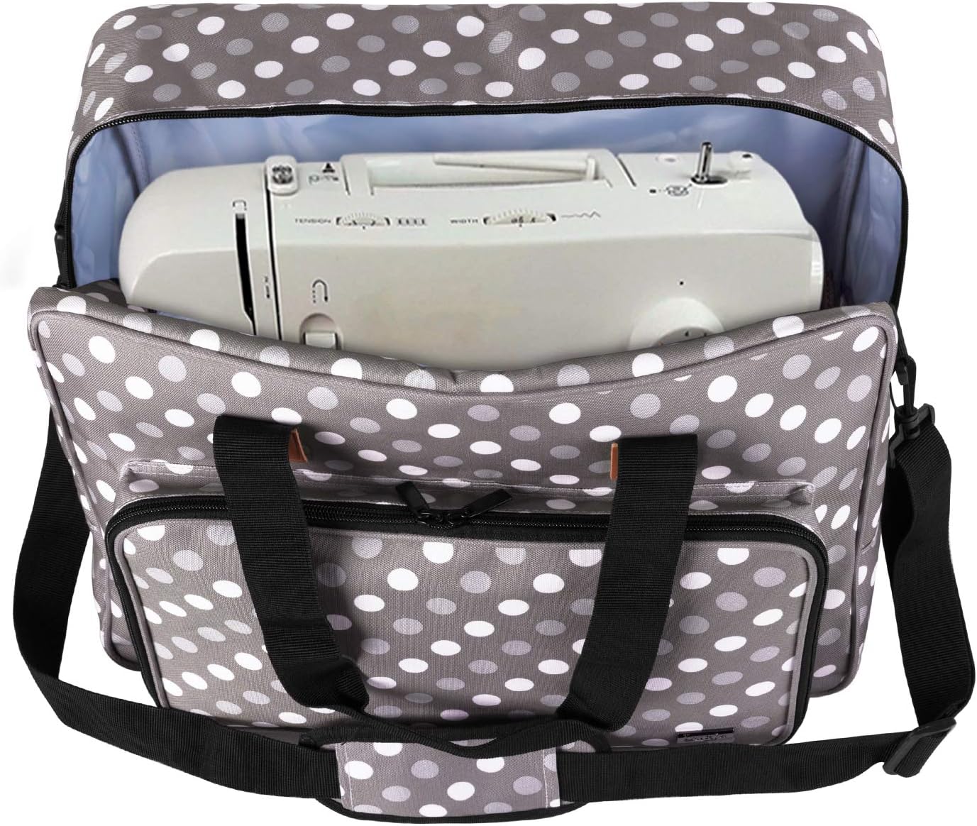 Luxja Sewing Machine Bag, Portable Tote Bag for Sewing Machine and Extra Sewing Accessories, Grey Dots - Image 4