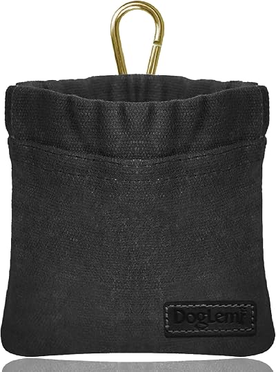 Sheryl&Rain Small Dog Treat Bag Waterproof Training Pouch with Carabiner Black