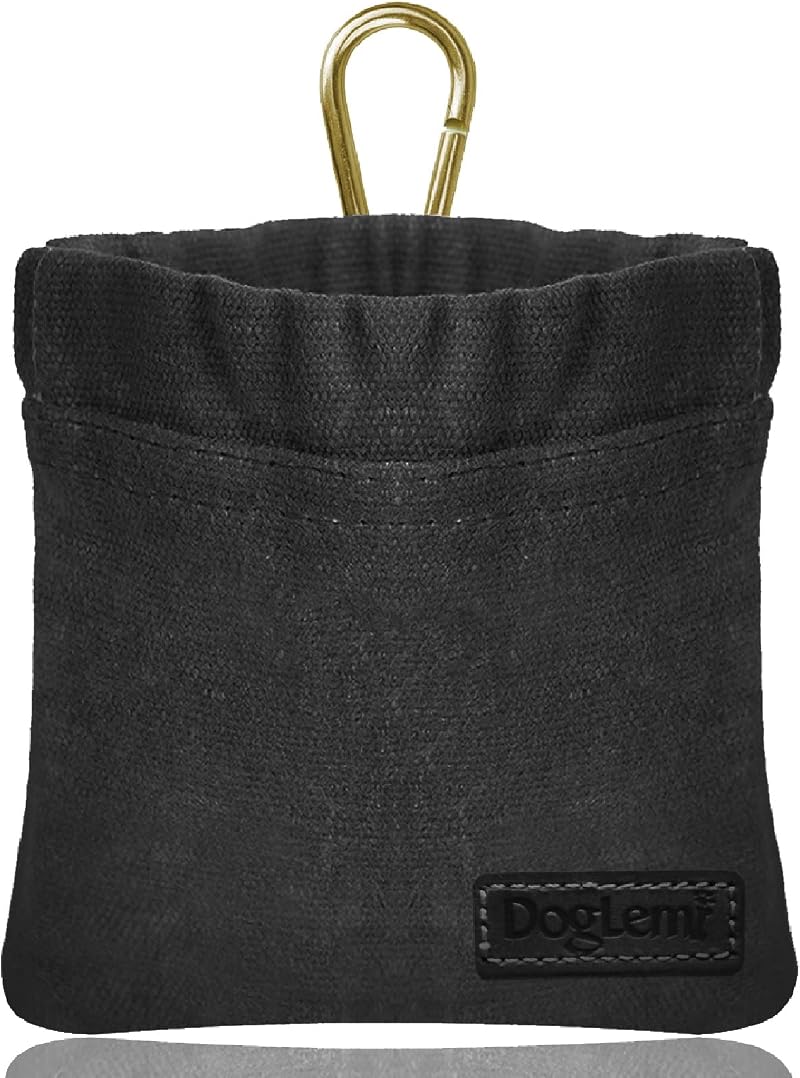 Sheryl&Rain Small Dog Treat Bag Waterproof Training Pouch with Carabiner Black