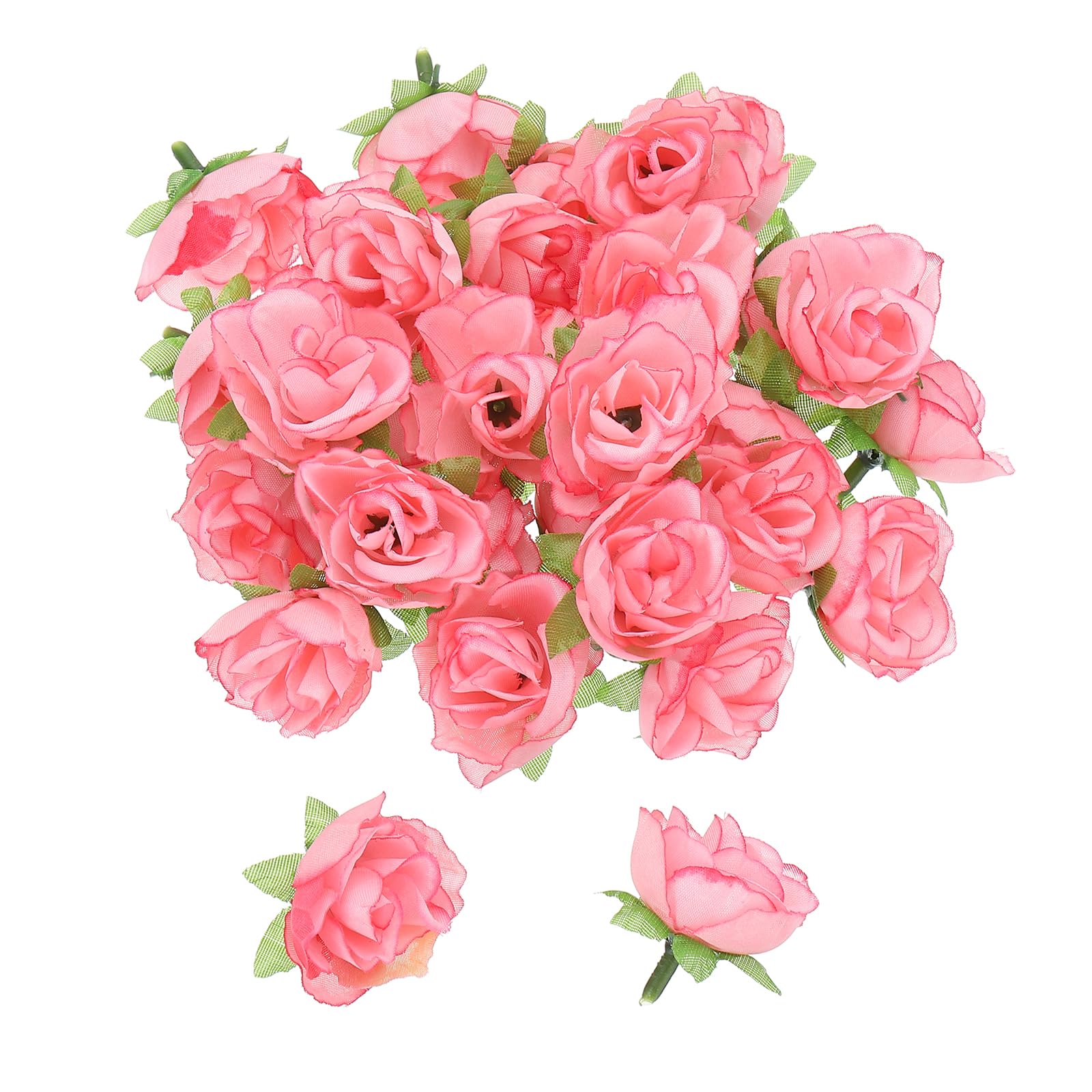 PATIKIL Mini Rose Artificial Flowers Bulk 1.2 Inch, 50 Pcs Silk Cloth Small Fake Flower Heads for Wedding Crafts Home Decor Decoration Party, Pink