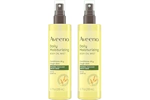 Aveeno Daily Moisturizing Body Oil Mist with Oat & Jojoba Oil for Dry Sensitive Skin, Nourishing Body Spray for Smoother Skin, Paraben-, Silicone- & Alcohol-Free, Twin Pack, 6.7 fl. oz, 2 Pack
