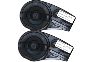 SIKOT Compatible Label Tape Replacememt for M21-500-595-WT-Black on White Work with BMP21-PLUS/LAB Printer 1/2" High Adhesion Vinyl-21' Length-0.5" Width-2 Pack