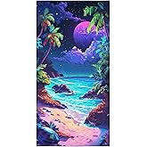 OHTMTHO Seaside Palm Trees Beach Towel Oversized 36"x72" Quick Dry Microfiber Towels Pool Accessories Cruise Essentials Vacation Gifts Summer Must Haves for Swimming Camping Travel