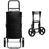 Marche Everyday Cart Foldable &ndash; Lightweight Grocery Trolley with Large Insulated Bag, Foldable Frame, Water-Resistant Fabric &amp; Smooth-Glide Wheels