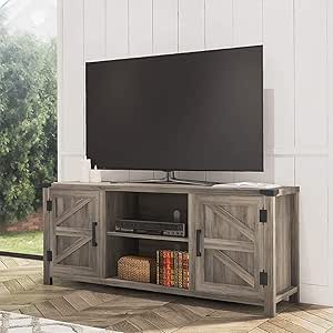 WAMPAT Mueble TV de 43 55 65 pulgadas, Mesa para TV con 2 Puertas 2