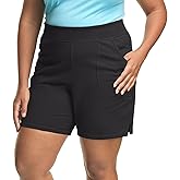Hanes Women's Just My Size Cotton Jersey Shorts, Plus Size Pull-on Gym Shorts, 7 inches Inseam