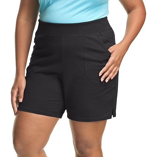 Just My Size Plus Size Cotton Jersey Shorts, Pull-on Gym Shorts,