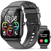 Smart Watch for Men Women, 1.85" HD Fitness Tracker with Bluetooth Calls/AI Voice Control, IP68 Waterproof, 115+Sports Modes, 24/7 Heart Rate/Sleep Fitness Watch Compatible with iOS/Android, Black