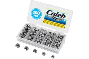Caleb 200/320Pcs Split Shot Fishing Weights Sinkers, Removable Lead Fishing Weights for Freshwater Saltwater Bass Trout Fishing Accessories - 5/6 Sizes