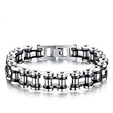 SeiMios Men's Bracelet Stainless Steel Motorcycle Bike Chain Bracelet Polished 8 Inches