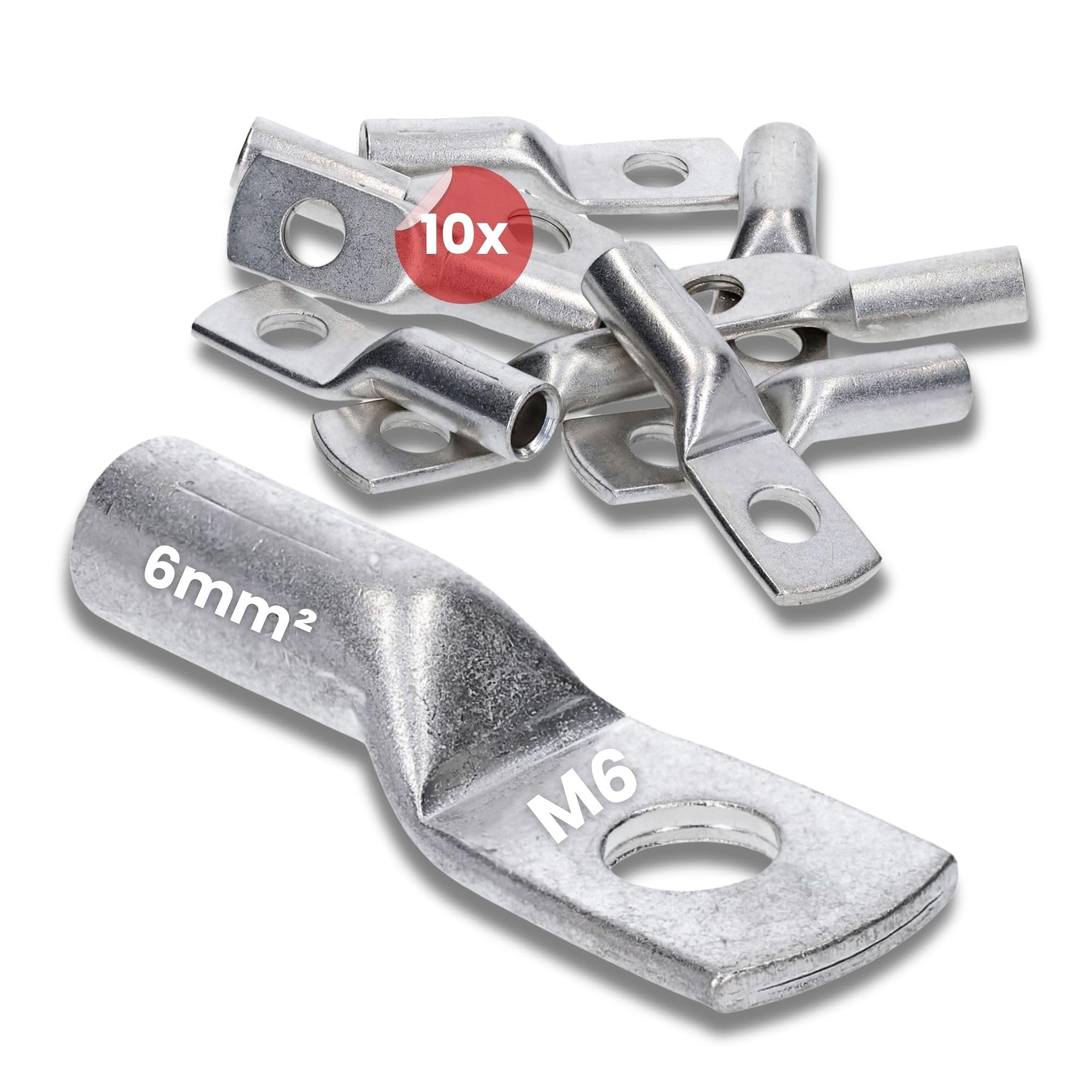 Kalitec DR6-6 Press Cable Lug 6 mm² M6 I Connector According to DIN 46235 I Made in Germany Pack of 10