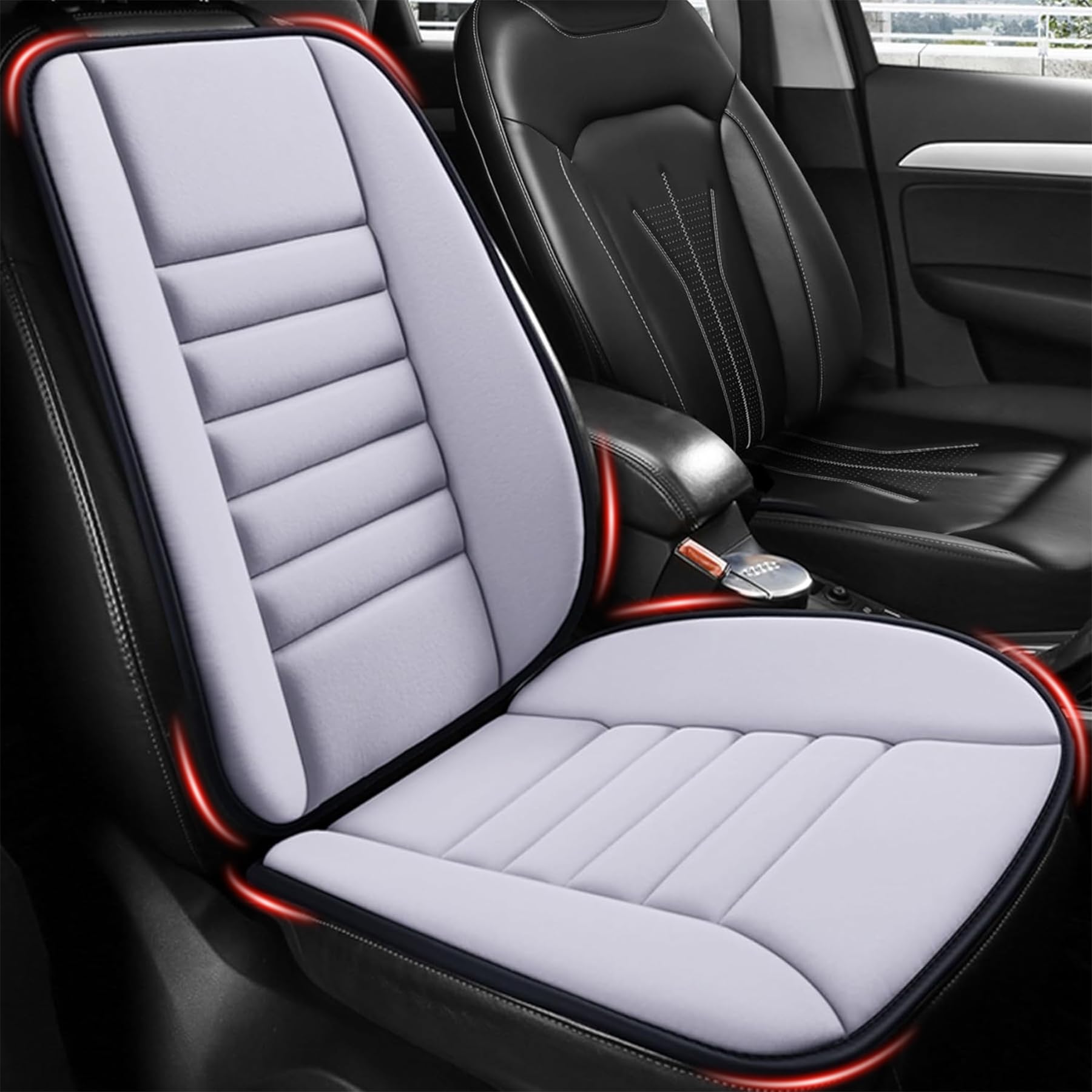 Photo 1 of MYFAMIREA Car Seat Cushion and Back Support Pillow 1.2'' Thick Memory Foam Desk Chair Cushion Back Support for Automotive Seat Driver, Travel, Leg and Back Pain Relief, Washable, Adjustable, Gray