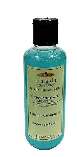 Khadi Herbal Peppermint with Menthol Shower Gel (Paraben and Sulphate-Free) -210 ml