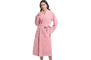 PJGGZ Women's Shawl Collar Bathrobe, Soft Long Towel Robes for Women - Super Absorbent Quick Dry yet Warm
