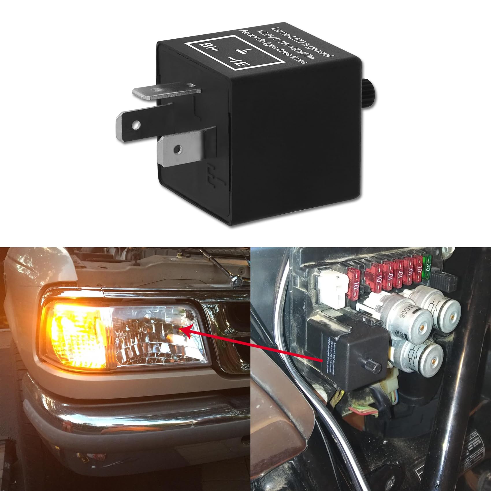 Photo 1 of QZTYTY CF-13 LED Flasher Relay, 3-Pin LED Flasher Relay, Adjustable Turn Signal Relay, Universal Car Accessories Automotive Electronic Flashers for LED Turn Signal Fixing Hyper Blink Flash Fit Cars