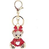 One Pack Cute Bowknot Heart Heart Bear Sitting Position Bear Animal Rhinestone Car Keychain Ring Chain Gift Pack Buckle