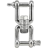 MAMDAFAON 316 Stainless Steel 1/2"(M12) Jaw - Jaw Swivel Anchor Connector Clevis Double Shackle for Boat,1PCS