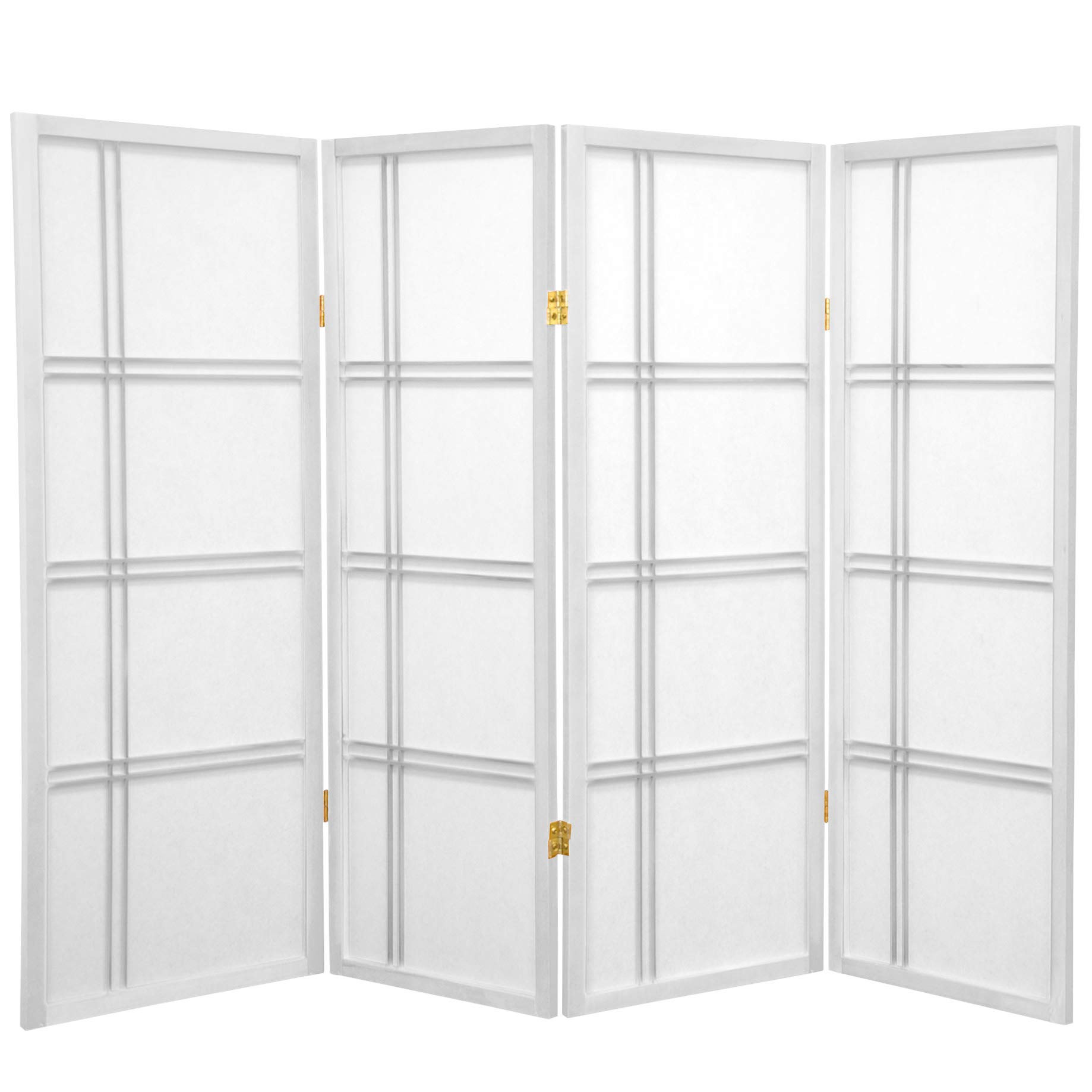 Oriental Furniture 4 ft. Tall Double Cross Shoji Screen - White - 4 Panels