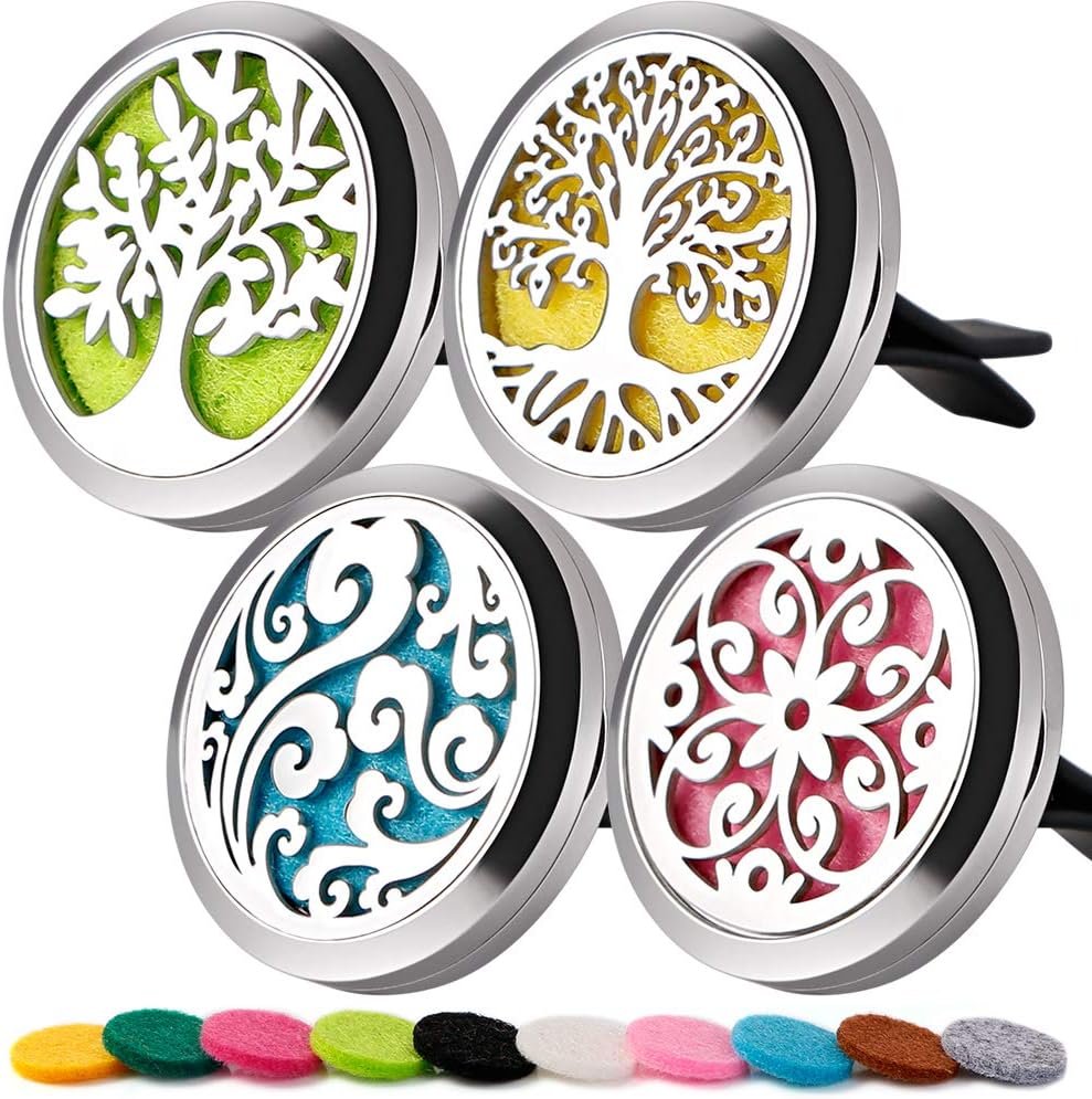 Maromalife 4 PCS Car Diffuser Vent Clip Diffuser Car Clip 30mm Aromatherapy Essential Oil Diffuser Car Clip with 40 Felt Pads
