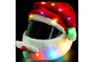 Relaxweex Light up Christmas Motorcycle Helmet Cover Extra Large Santa Claus Hat Decoration 18.78 x 15.75 Inch Helmet Cover
