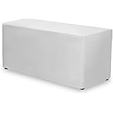 Gee Di Moda Fitted Tablecloth - 72 x 30 Inch White Floor-Length Fitted Table Cloth for 6 Foot Rectangle Table, Heavy Duty Washable Fabric for Parties, Dinner, Weddings, Baby Shower & Trade Show