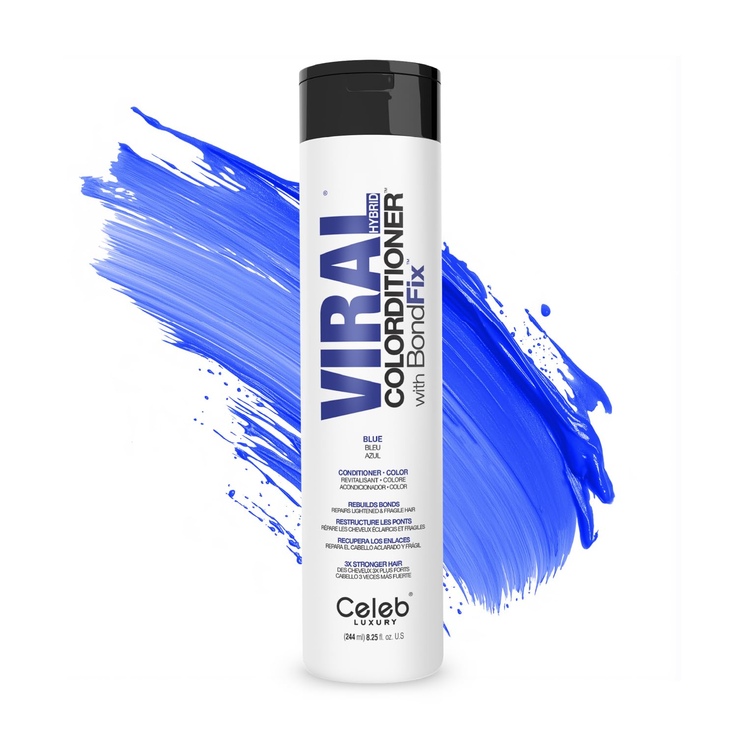 Celeb Luxury Viral Colorditioner: Blue Color Depositing Conditioner, BondFix Bond Rebuilder, 10 Vivid and Pastel Colors, Stops Fade, 100% Vegan