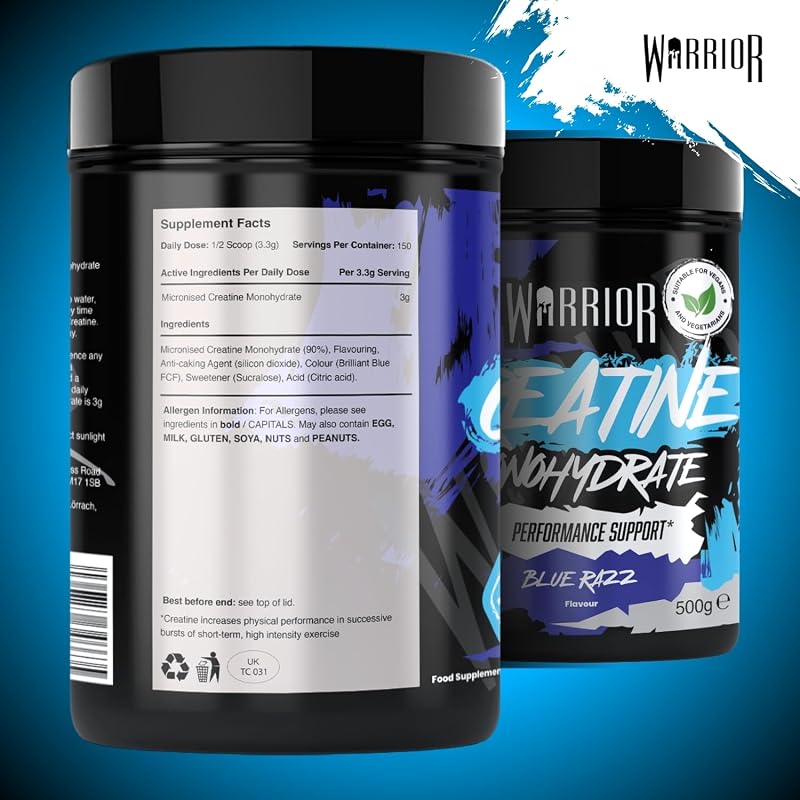 Creatina Monohidrato Polvo 500 g, Vegana – Frambuesa Azul