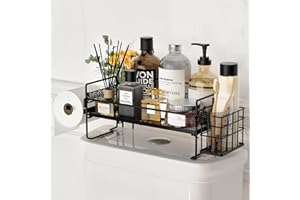 Iirios Over The Toilet Storage, 1-Tier Folding Bathroom Shelf Over Toilet, Over Toliet Organizer with Metal Basket and Paper Holder, Above Toilet Storage Shelf, No Assembly, No Drilling Space Saver