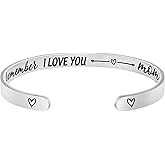 Joycuff for Mom Inspirational Cuff Bangle Bracelets Stainless Steel Jewelry Remember I Love You Mom