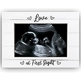 CAIFZ Love at First Sight Picture Frame, Baby Ultrasound Photo Frame, Pregnancy Gifts for Expecting Mom, Dad, Baby Sonogram Wodden Frame, 4x6 inch Photo