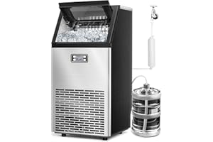 Joy Pebble Commercial Ice Maker Machine,100 lbs /24H Self Cleaning Under Counter Ice Machine with 24 Hour Timer,Ice Thickness Control, LED Digital Display,Stainless Steel Ice Maker for School Home Bar