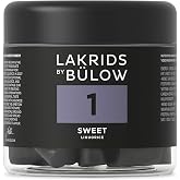 LAKRIDS BY B&Uuml;LOW - 1 - Black Licorice - Sweet - 5.3 oz - Vegan Gourmet Licorice from Scandinavia - Gluten Free &amp; Gelatine Free - Swedish Candy Alternative
