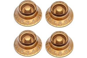 Metallor Electric Guitar Top Hat Knobs Speed Volume Tone Control Knobs Compatible with Les Paul LP Guitar Parts Replacement Set of 4Pcs. (Gold)