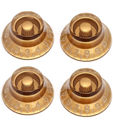 thumbnail image 2 of Amber Bell Hat Knob For Volume/Tone Control – Fits Gibson Epiphone Guitar Metric Pots 2 of 5