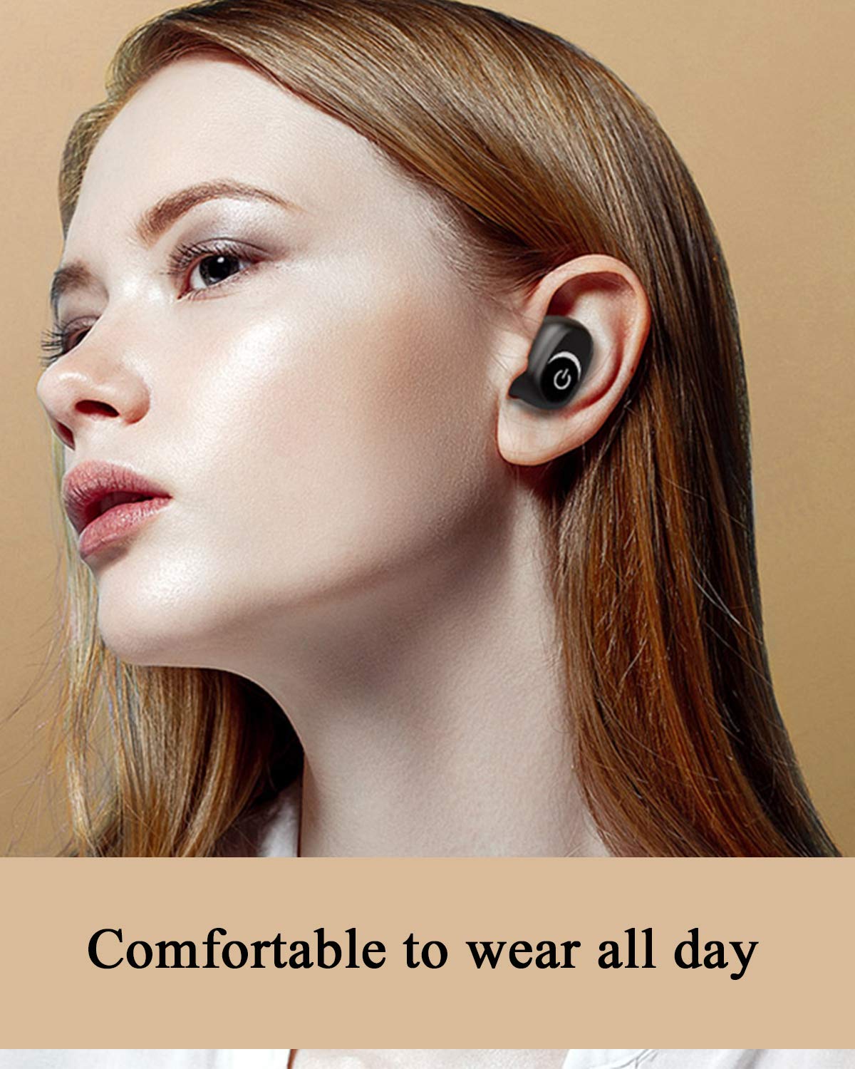 Bluetooth 5.0 Wireless Earbuds HiFi Stereo Noise Canceling Earphones with 1800mAh Charging Case Supports iPhone Android Voice Assistant (Black)