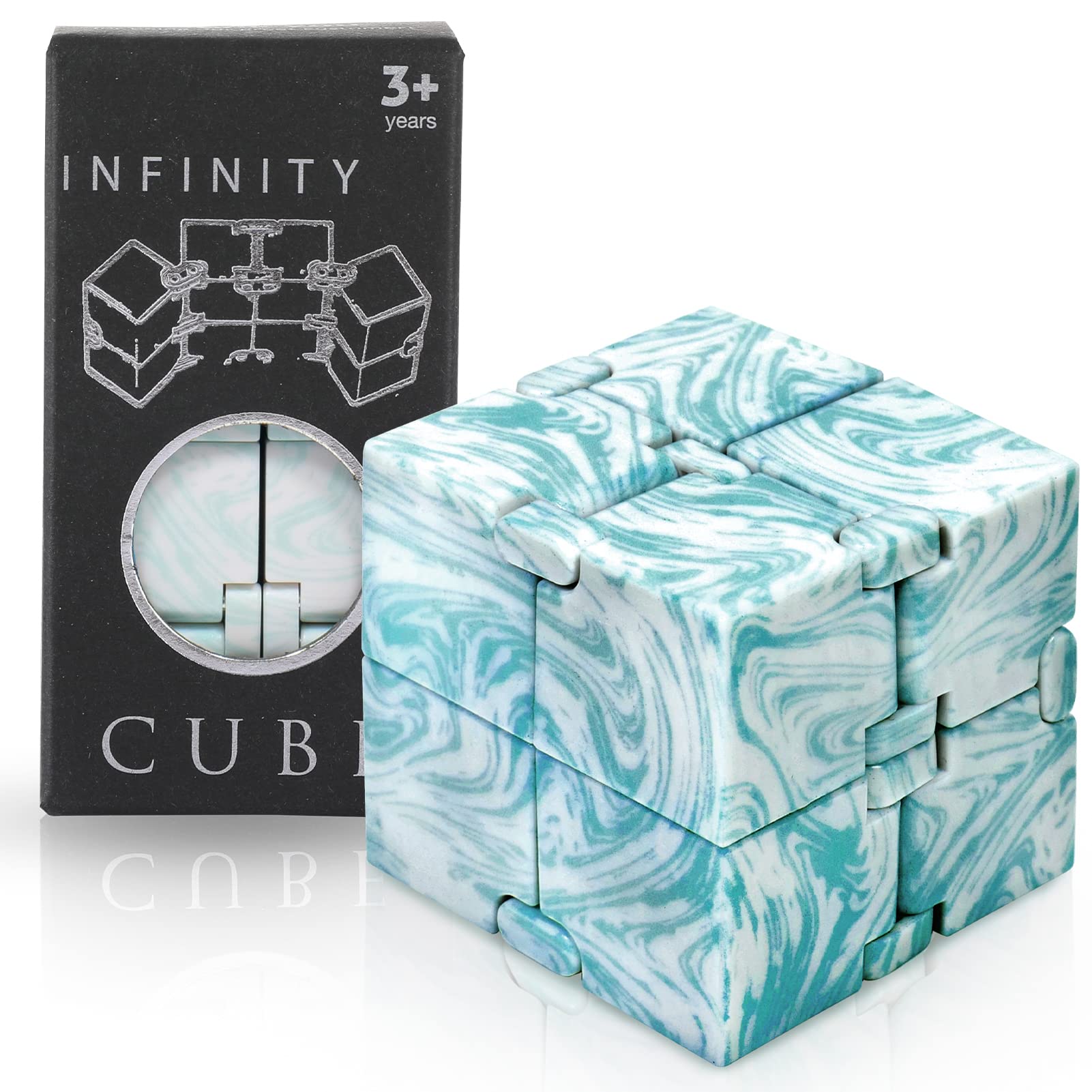 SMALL FISH Infinity Cube Sensory Fidget Toy, Sensory Tool EDC Fidgeting Game for Kids and Adults, Cool Mini Gadget Best for Stress and Stress Relief, Hand-Held Fidget Toy (Marble)