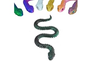 Nemoro 3D Printed Articulated Snake – 29.5'' Crystal-Like Movable Snake– Realistic Slithering Design, Collectible Articulated Model (Black Green)