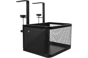 GLEAVI Desk Organizer Basket Clamp-On Small Black Metal Wire Tray for Office under Desk Storage and Cable