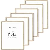 HAUS AND HUES Beige Oak Wood 11x14 Picture Frame - Modern Wood Wall Art Display - Lightweight 11x14 Frame for Art Prints, Photos, Posters - Ready-to-Hang Vertically & Horizontally (Set of 6)
