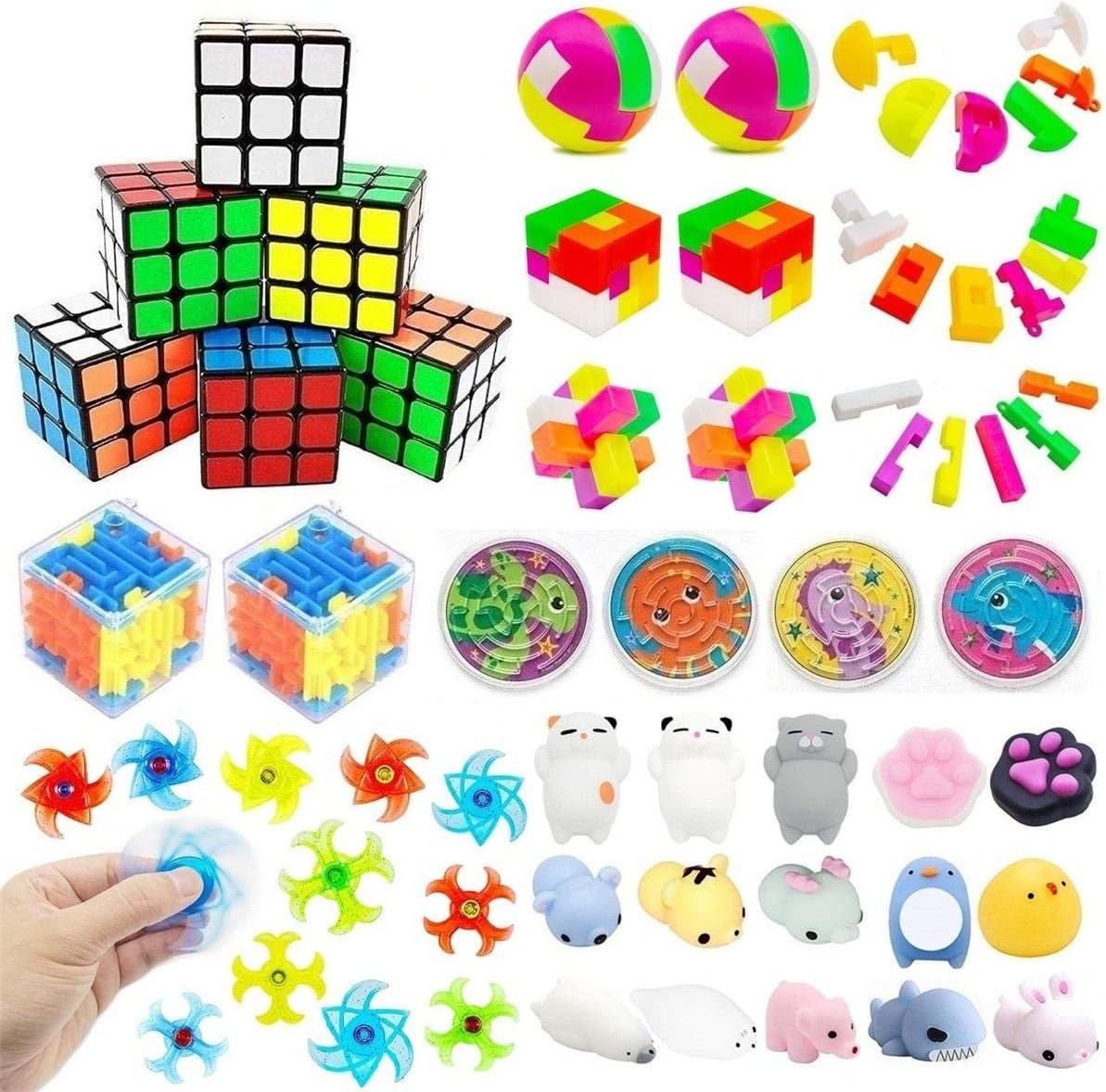 Party Favors for Kids Toy(38 Pack),Puzzle Balls,Finger Gyro Spiral Twister Toys for Birthday Party,Classroom Rewards,Carnival Prizes,Pinata Filler,Goody Bag Fillers,School Supplies Puzzle Game Set