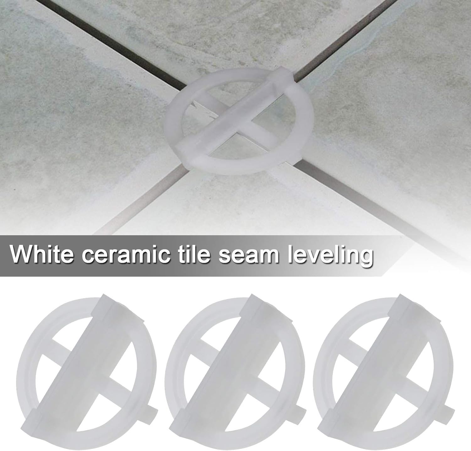 200x 3mm Tile Slot Cross Leveling System Spacer Plastic Clips Reusable Tiling Tools White for Spacing of Wall or Floor Tiles - - 
