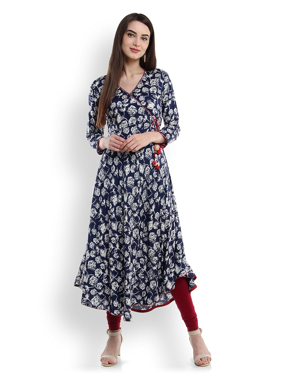 tissu women's viscose anarkali kurti with tassel and sequinned (tissu 1710_blue)