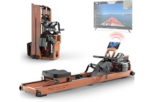 JOROTO Water Rowing Machine for Home Use, Oak Wood Foldable Rower Machine 330lbs Weight Capacity with Bluetooth Monitor, Tablet Holder