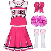 ZGXYZXMY Cheerleader Costume for Girls Cheerleading Outfit Kids Halloween Party Birthday Gift