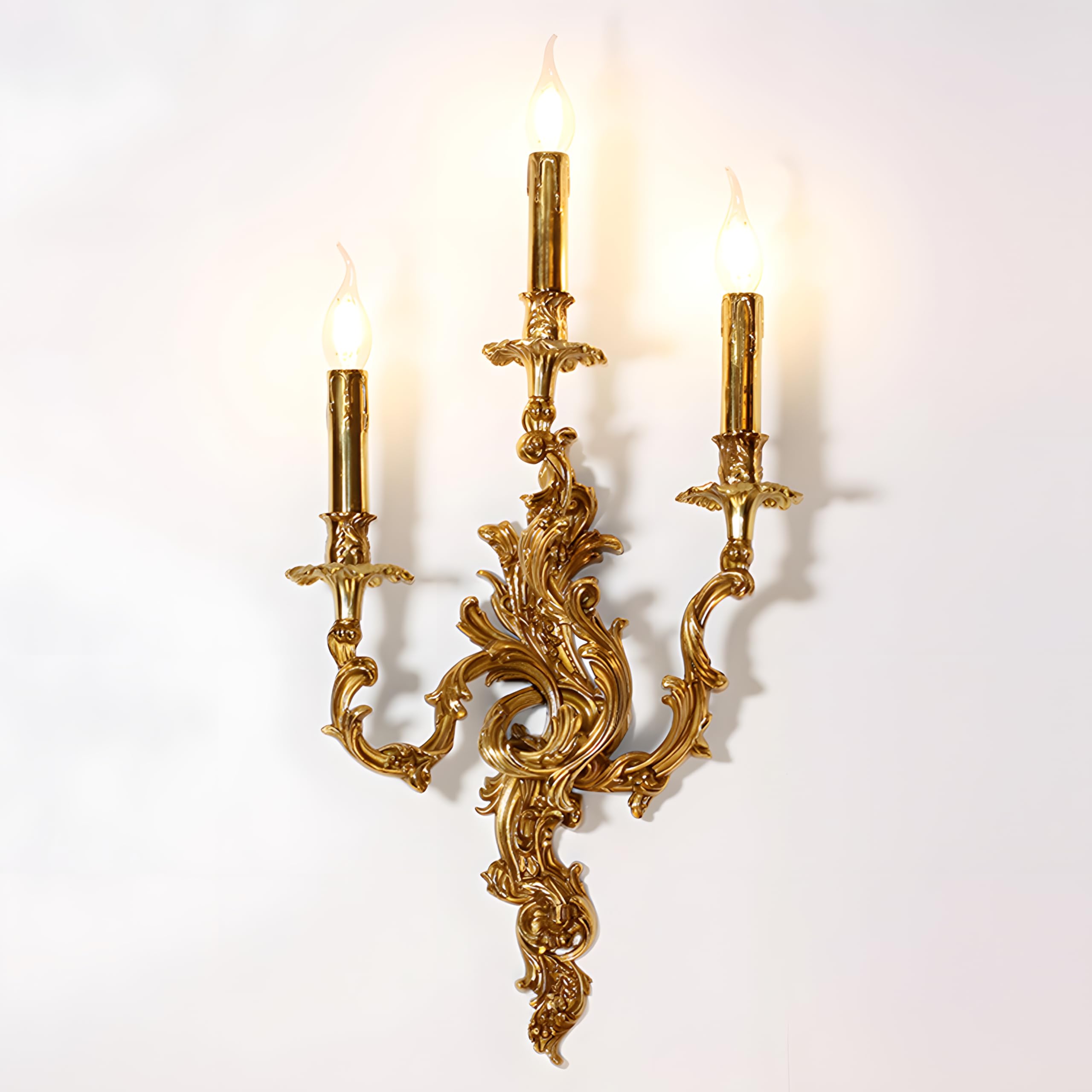 Photo 1 of Bofea- Mid Century Retro Wall Sconces,Brass 3-Light Fireplace Lamp,Farmhouse Gold Candle Sconces,Art Deco Wall Mounted Lamp for Bedroom Living Room Foyer