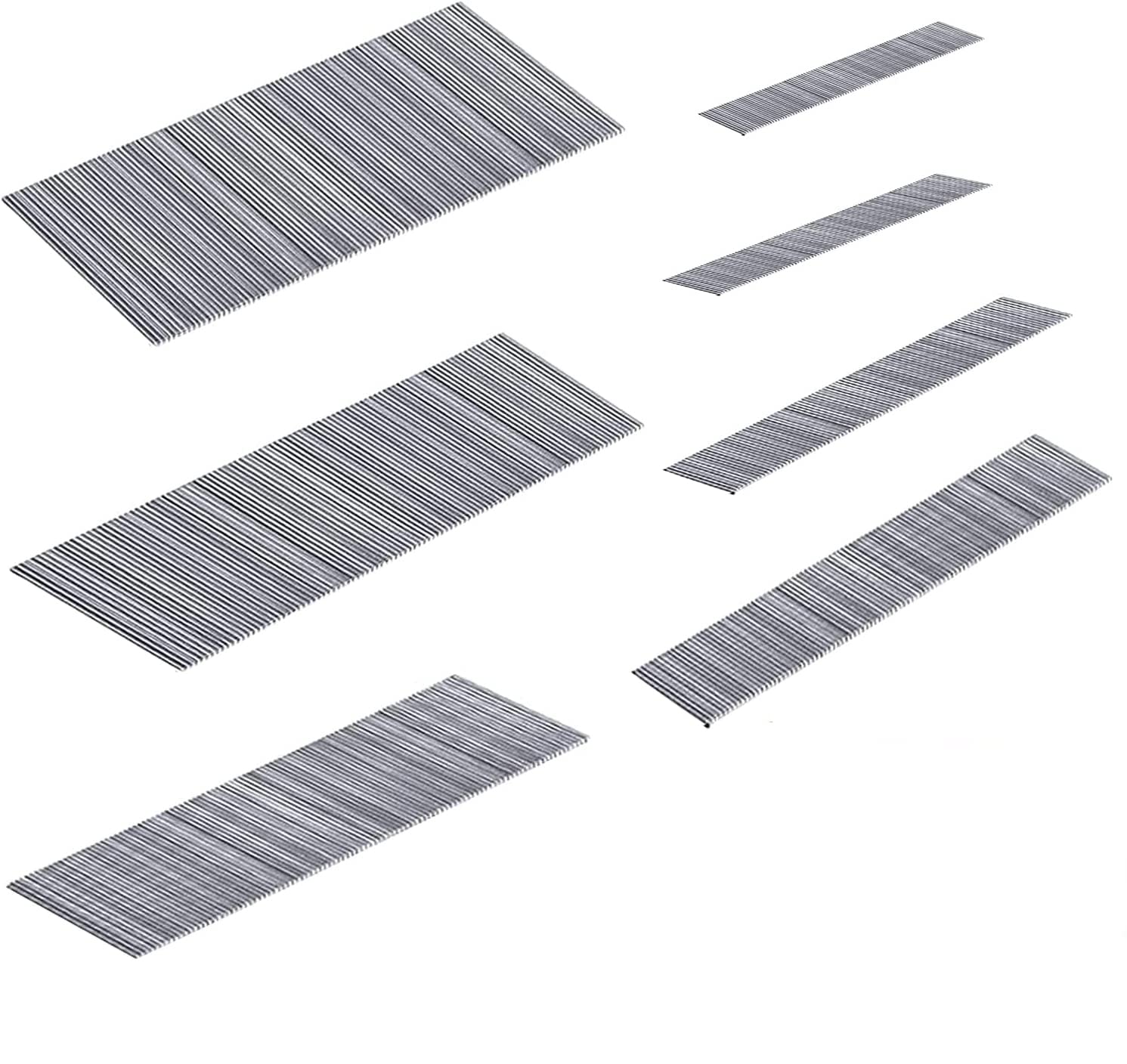 iHMeiju23 Gauge Pin Nails Headless Pins Nails with 7 Different Sizes, 3500pcs Assorted Galvanized Brad Nails 2/5 Inch to 1 Inch, Pin Nails for Molding Cabinetry Building Assembly. (Stainless Steel)