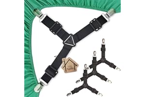 Tuyeabc Bed Sheet Holder Straps, Adjustable Elastic Bedsheet Fasteners, Mattress Corner Sheet Clips Stays Keepers, Fitted Sheet Straps, Upgraded Non-Slip Stability Triangle Buckle, Easy to Install