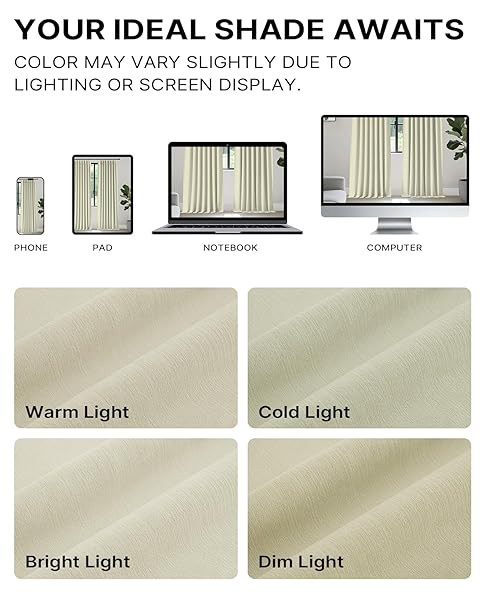 BEIGE BLACKOUT CHENILLE CURTAINS 52X84 INCH – THERMAL INSULATED ROOM DARKENING DRAPES WITH GROMMET, ULTRA SOFT WRINKLE RESISTANT NOISE REDUCING WINDOW TREATMENTS FOR BEDROOM LIVING ROOM, 2 PANELS SET