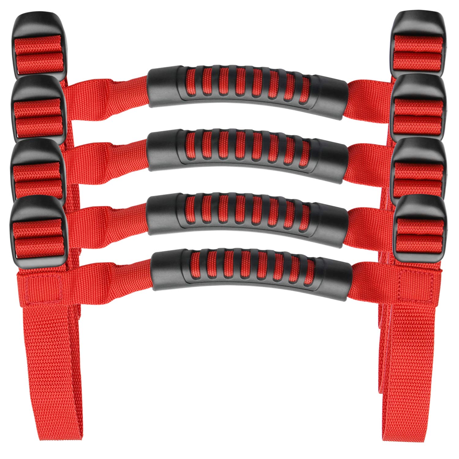 4 x Roll Bar Grab Handles Grip Handle Red Holder Compatible with Jeep ...